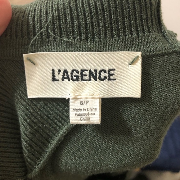 L'AGENCE Easton One Shoulder Sweater in Army Green - Size S/P - Picture 2 of 5